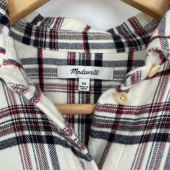 Madewell Women Shirt Flannel Relaxed Straight-Hem Button-Up Plaid Oversized XS - Picture 4 of 8